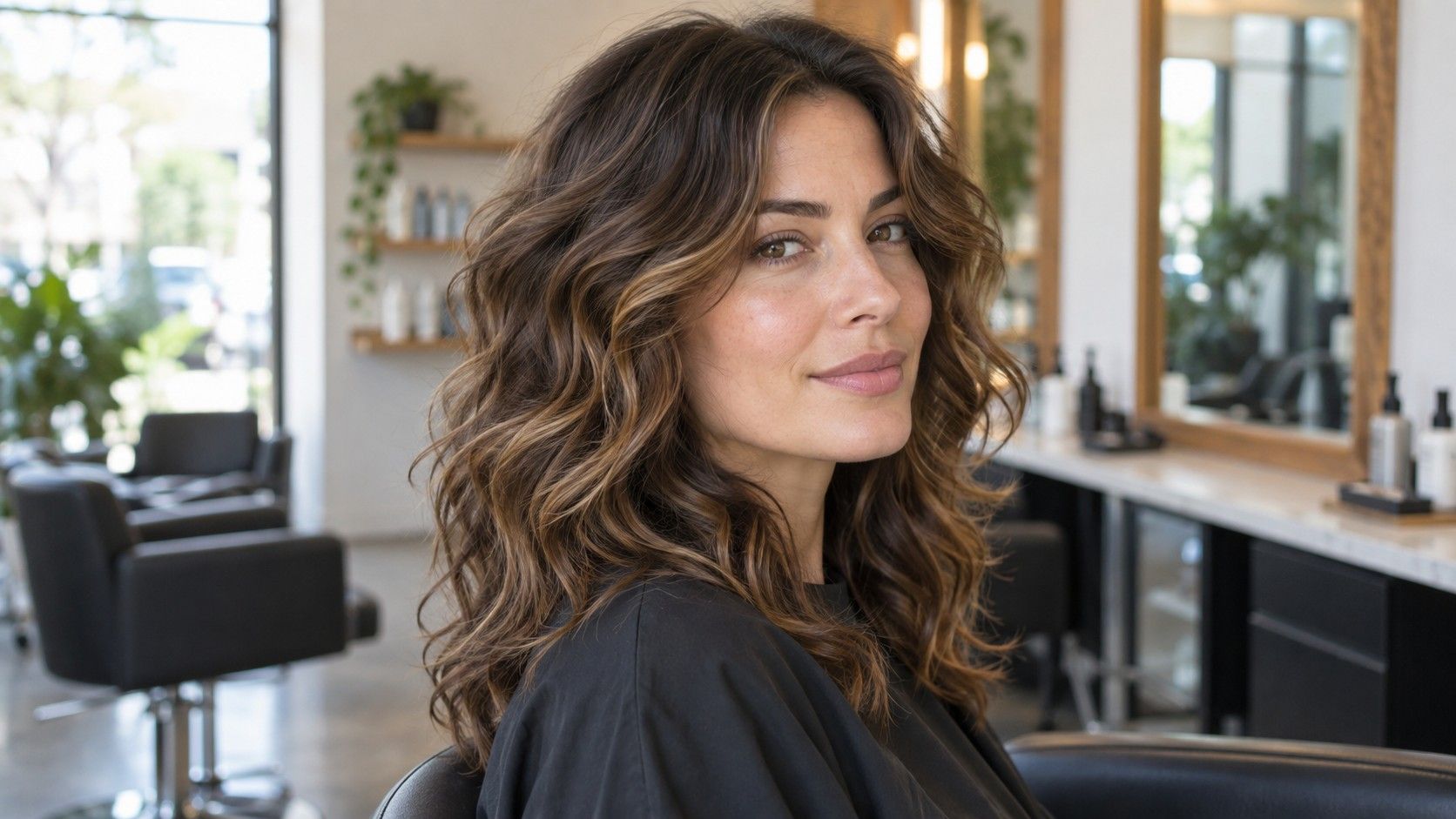 Natural wavy haircut with soft layers